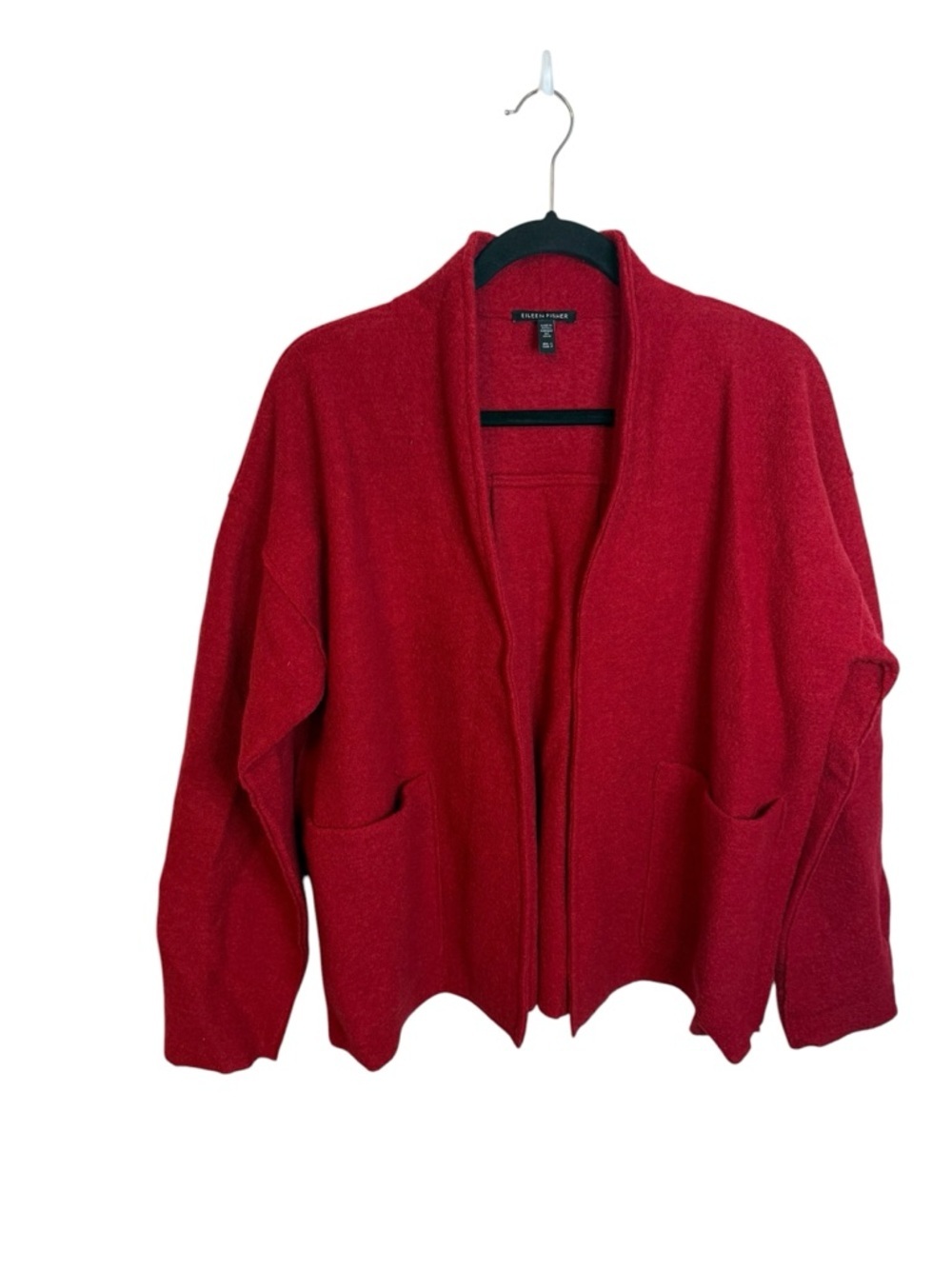 Eileen Fisher Red Boiled Wool Cardigan Jacket